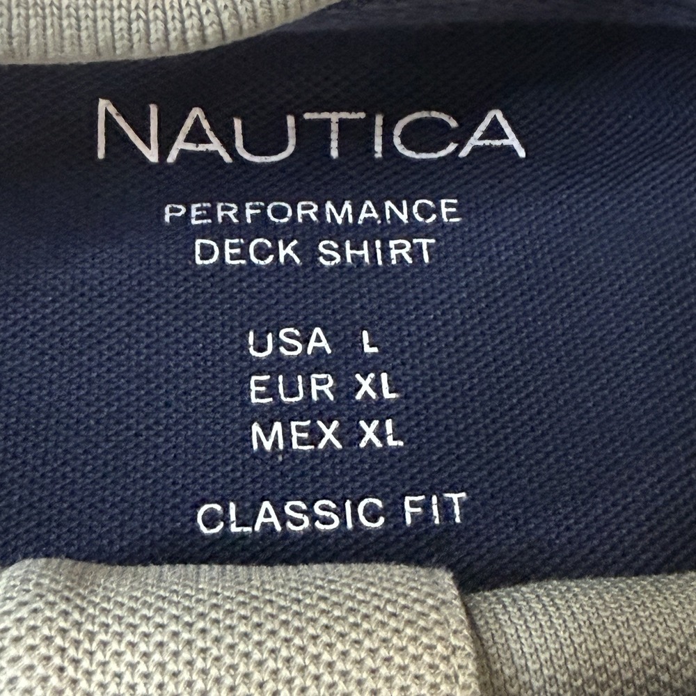 Nautica Performance Deck Shirt Size L Adult Green Classic Fit Short Sleeve Golf - Picture 5 of 9